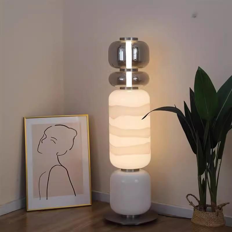 Italy Creative Smoke White Glass LED Chandelier Bedroom Study Hotel Desk Light Living Room Sofa Atmosphere Art Decor Floor Lamp