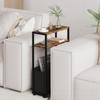 Iron Wood Combination Movable Sofa with Narrow Edge Table and Storage Basket, Simple Small Space Living Room Corner Table