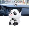 Solar Powered Nodding Panda Figurine ABS Light Sensing Cute Smiling Panda Car Dashboard Ornament for