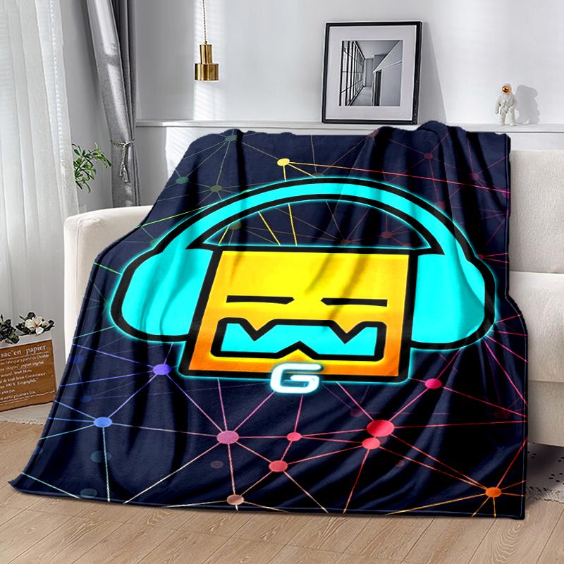 1pz Coperta Stampa Geometry Dash, Coperta Leggera per Divano, Letto - Morbida e Calda, Regalo per Tutte le Stagioni come Natale, Halloween