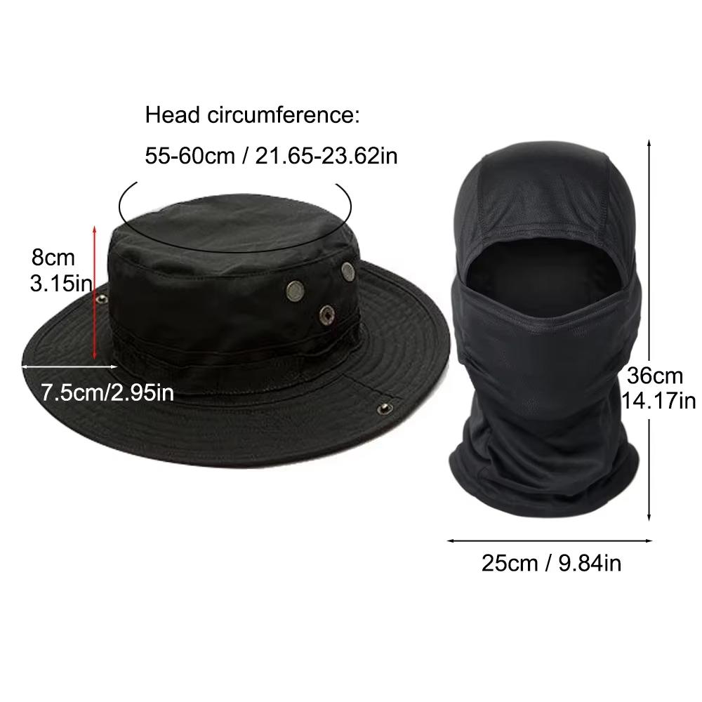 2Pcs/Set Wide-Brimmed Hat Balaclava Mixed Set Men Sunscreen Boonie Cap Outdoors Hiking Camping Fishing Hat Sun Hat Fisherman Hat