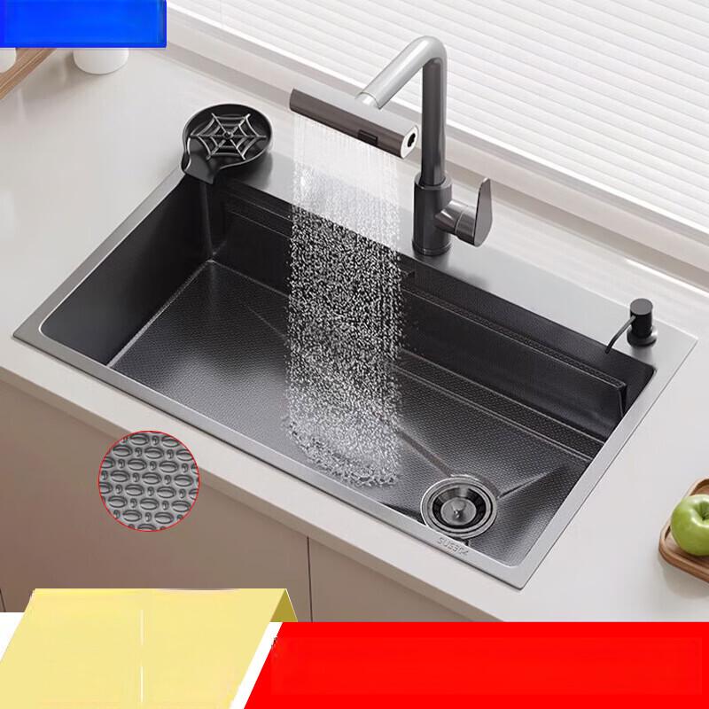 Grey Nizi 60x45cm Undermount Kitchen Sink with 3-Function Pull-Out Faucet