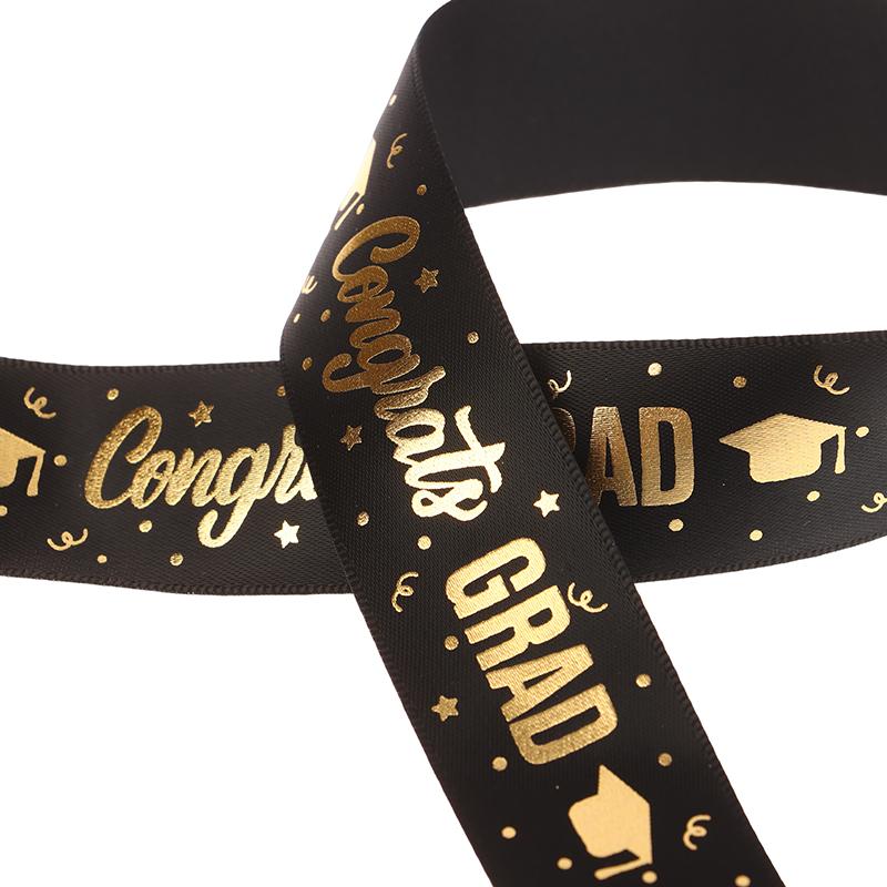 10Yard/Lot 2025 Graduation Satin Ribbon Bronzing Congrats On Congratulations Congrats Grad Decorative Ribbon Gift Wrapping