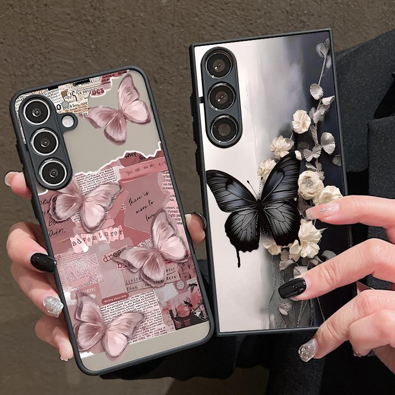 Butterfly Flowers Pattern Magnetic Phone Case For Samsung Galaxy S26 S25 S24 S23 S22 Ultra Plus S25 S24 S23 FE TPU PC Back Cover