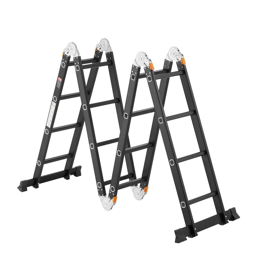 Multi-Purpose Folding Ladder 7-in-1 4 Step 15.5ft with Scaffolding Plank