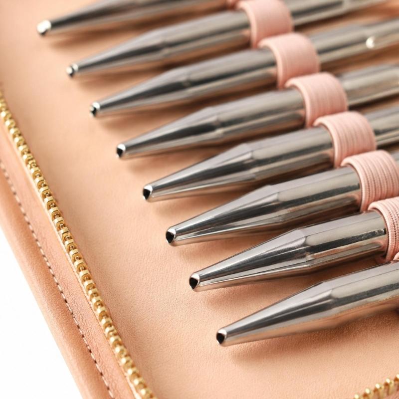 13-Pair Knitting Needle Set, Interchangeable Metal Circular Needle with 4 Flexible Cables, Plus Storage Case with Retaining Bands and Interior Pocket