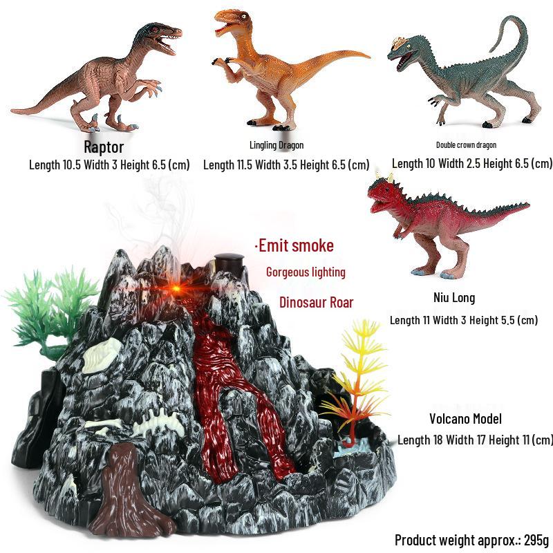 Kids' Volcano Model with Dinosaurs & Animal Scene – Sandbox, Fish Tank, or Desk Decoration