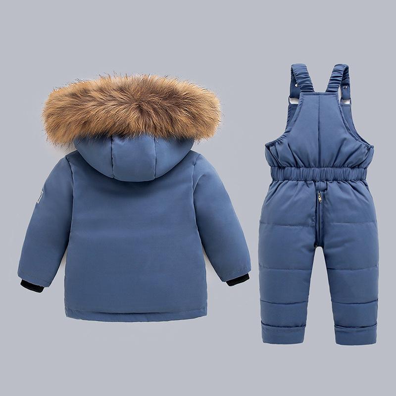 Outdoor Winter Warme Daunenjacken Jungen Verdicken Overall Parka Overalls Baby Kleinkind Mädchen Kleidung Kinder Schneeanzug Kinder Kleidung Set Zweiteiliges Set