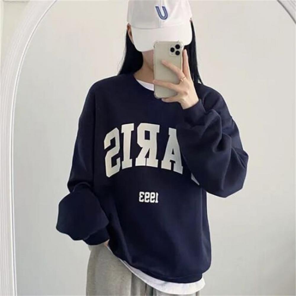 Navava Women Paris Lettering Long Sleeve Sweatshirt Nt2216