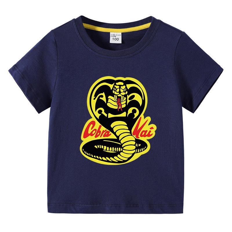 Cobra Kai Printed Summer Chlidren Tshirt Boys Girls ONeck Short Sleeve Tees Kids Pure Cotton Clothing Baby Boys Gift