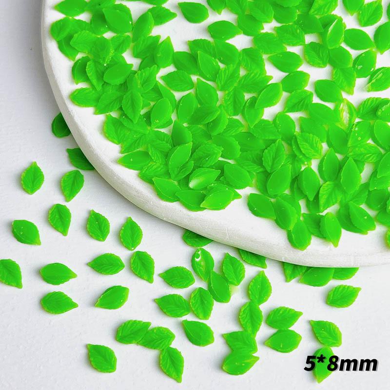 Mini Small Leaf Nail Art Resin Imitation Luminous Green and White Tree Leaf Accessories