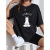 Rundhals T-Shirt Weiß Yoga Lama Print Für Freizeitkleidung Und Alltagsoutfits