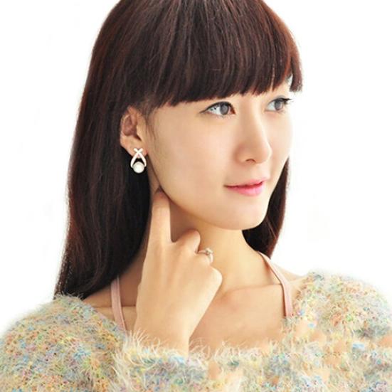 Dámské náušnice s umělými perlami náušnice Cross drahokamu svatební šperky dárek