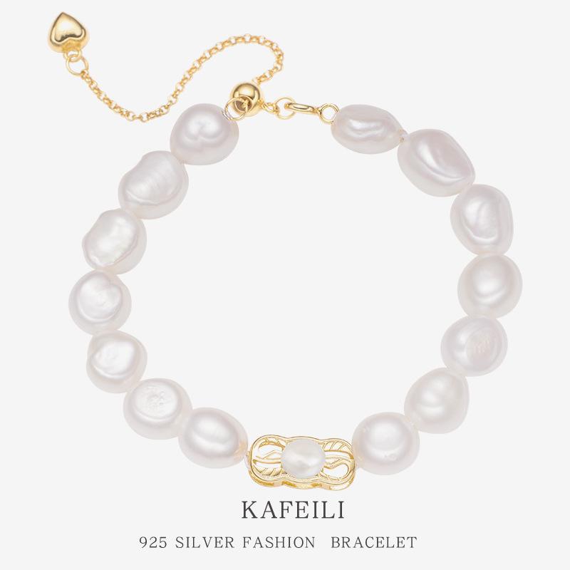 

S925 Sterling Silver Baroque Freshwater Pearl Adjustable Bracelet Sterling Silver 925 серебряный