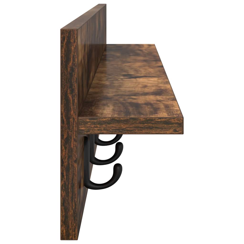 Wall Mounted Nightstand Smoked Oak 100 x 10.5 x 18 cm