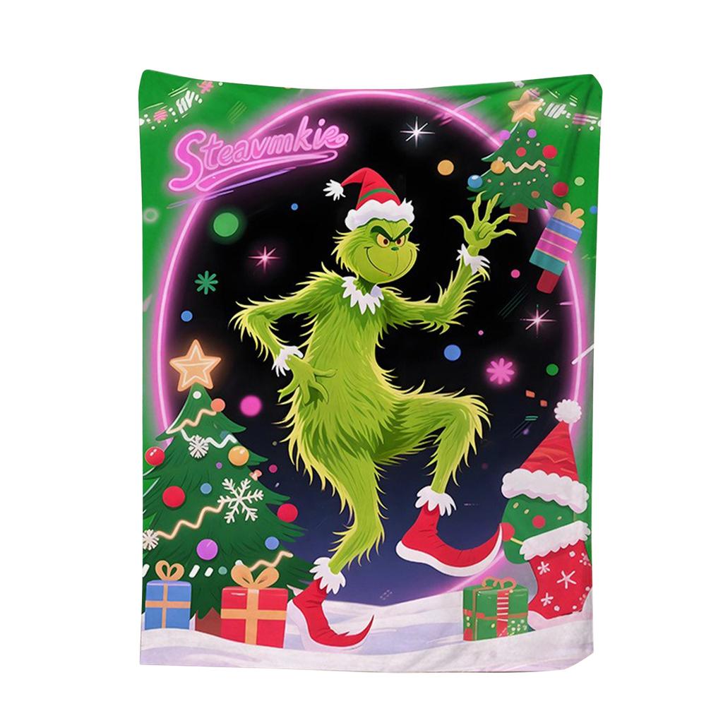 Flannel Blanket Digital Print For Midday Rest Blanket, Christmas Cartoon Air-conditioned Blanket.
