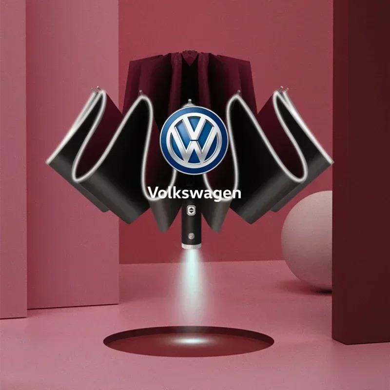 Automatic Umbrella with Reflective Stripe Reverse Led Light Umbrella For Volkswagen VW Golf Polo Tiguan Passat Touareg Magotan T