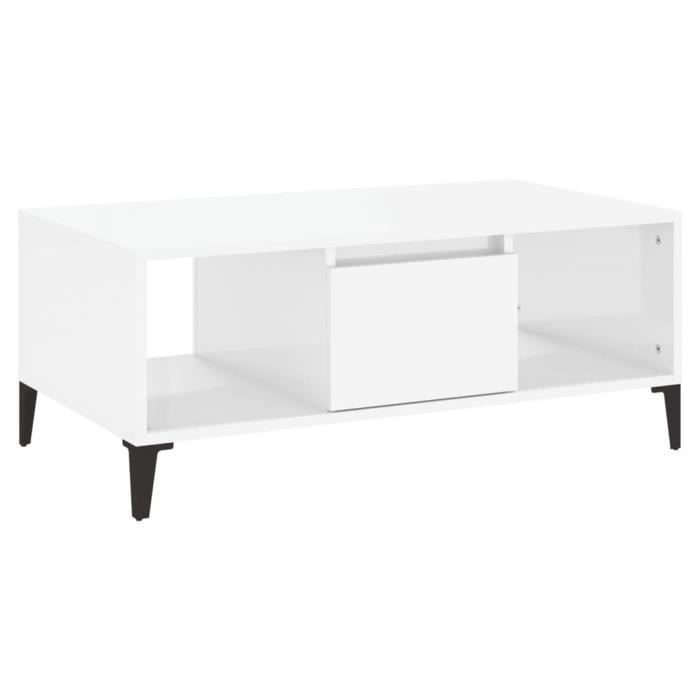 821070 vidaXL Coffee Table High Gloss White 90x50x36.5 Cm Engineered Wood