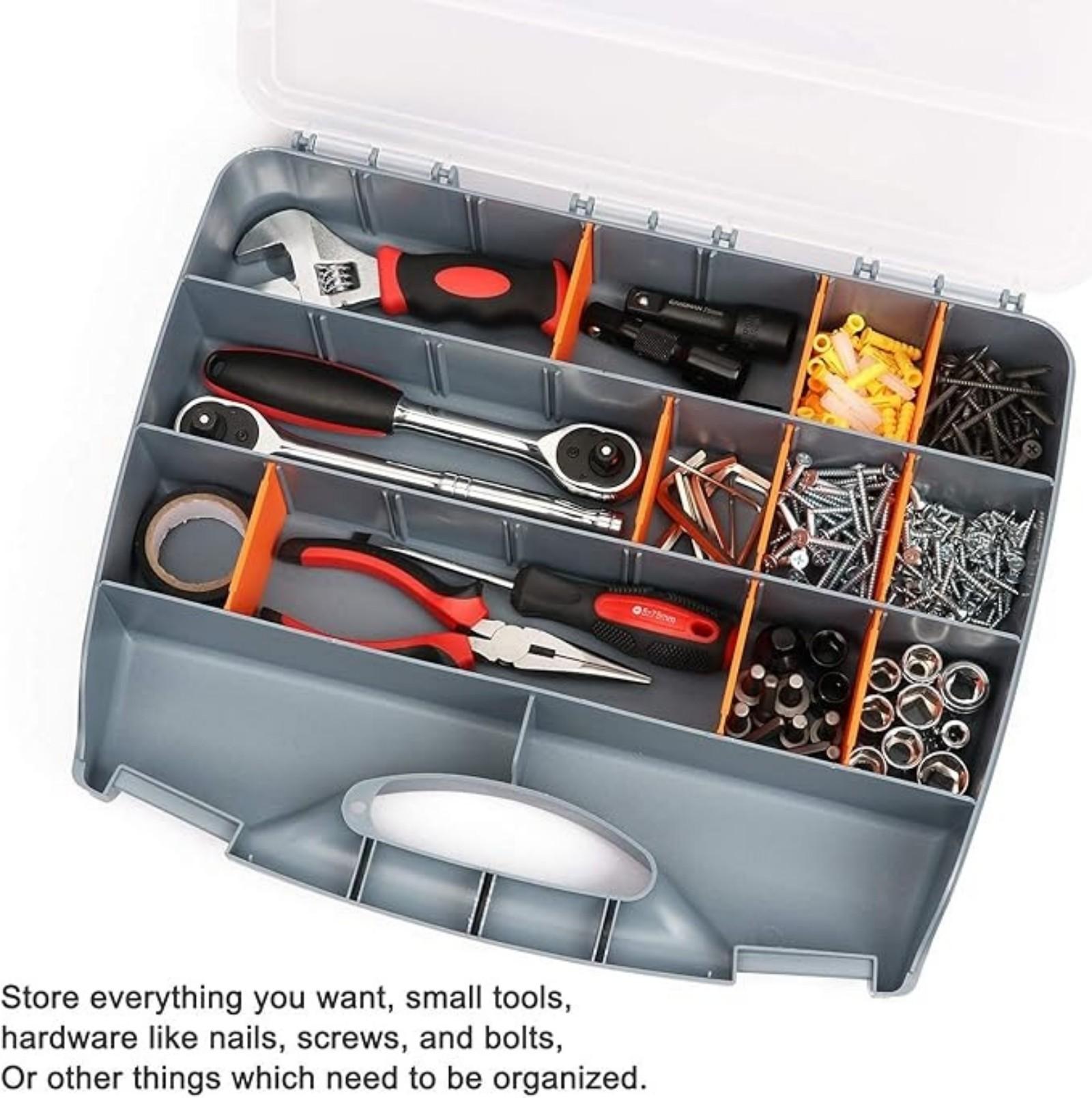 Hardware Storage Box Tools Organizer Container With Handle And Clear Lid 21 Adjustable Compartments And 2 Fixed SectionsPerfect For Screws Bol One Size 960₽