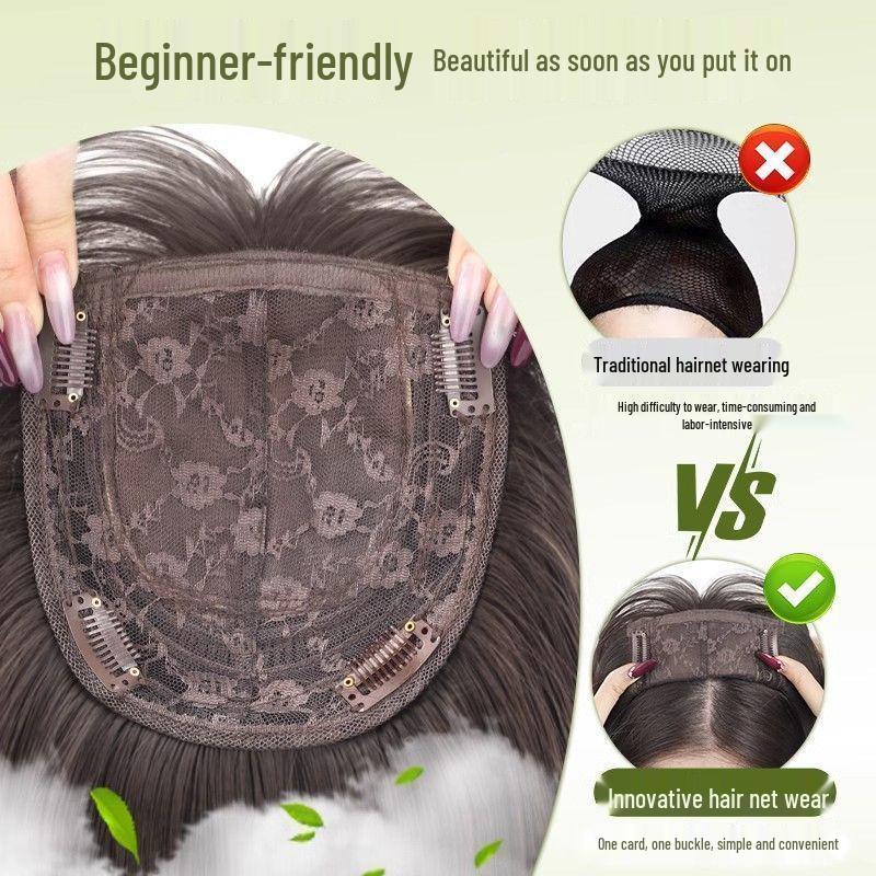 Full-Cover Women's Wig with Middle Part, Curtain Bangs, Long Curly Hair, Perfect for Natural Face Shape—No Hairnet Needed