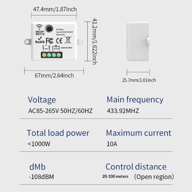 Wireless On Off Rf433 Module Remote Control Light Switch 1/2/3 Gang Push Button Wall Light Switch For Light Bulb Chandelier