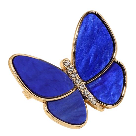 Elegant Butterfly Pin Brooch Pin, with Strong Buckle Design, Fine Electroplating Resistant to Fading Oxidation Alloy Brooch, 3D Shape Versatile синий