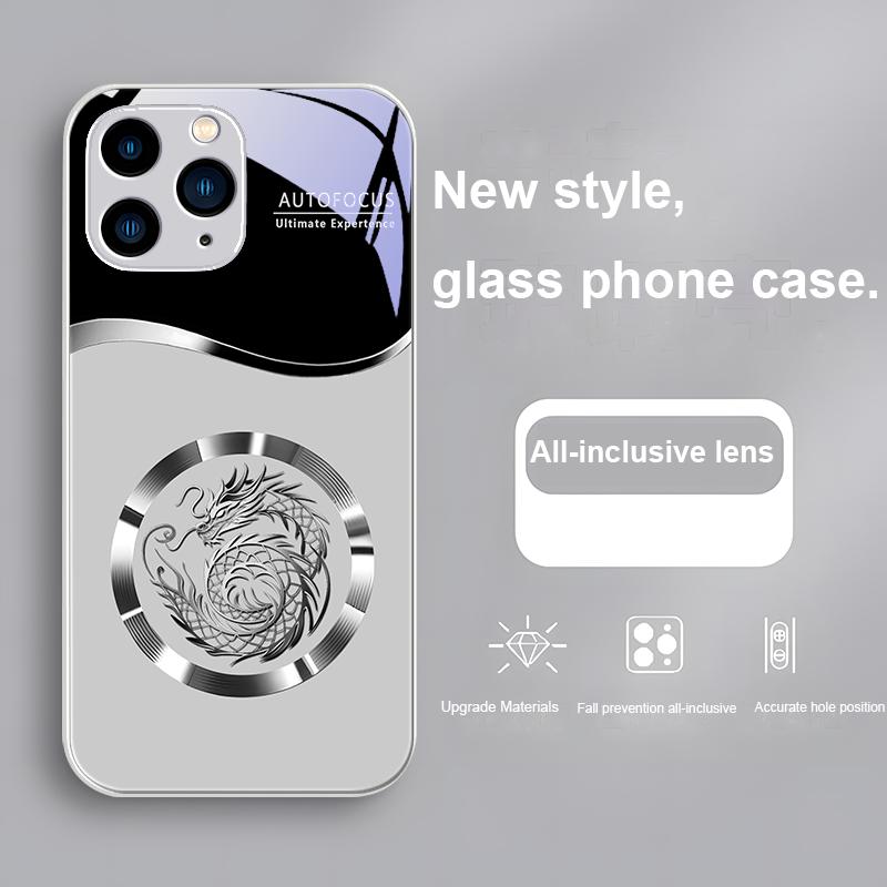 Schwarzer Totem Drachenseele Lila Für Iphone 15 14 13 12 Mini 11 Pro Max X XS XR 7 8 Plus 2020 22 SE Gehärtetes Glas Handyhülle
