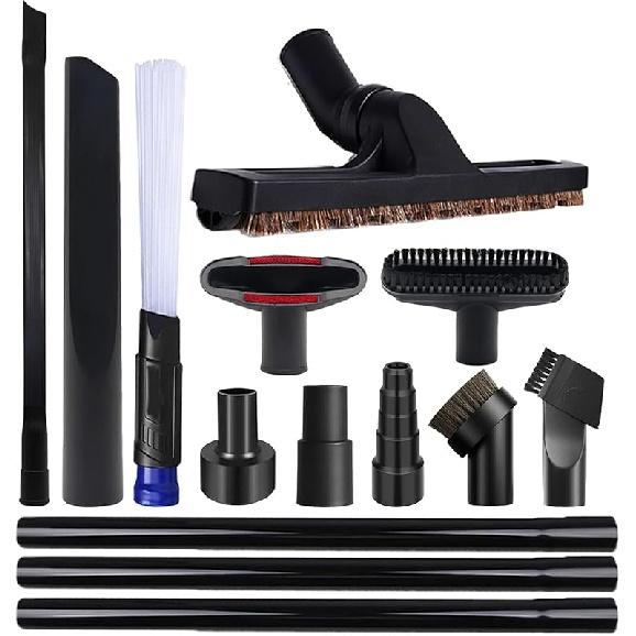 11 PCS Universal 1 1/4 Inch Vacuum Attachments Kit for Shop Vac Accessories with Vacuum Brush Attachments, Flexible Crevice Tool, Hose Adapters for 2