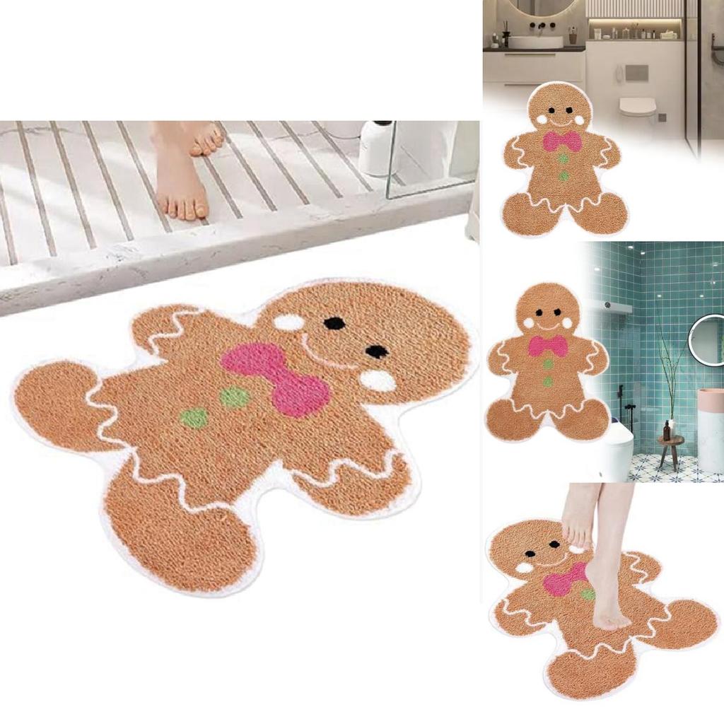 Holiday Gingerbread Man Floor Mat With Cartoon Design For Living Room