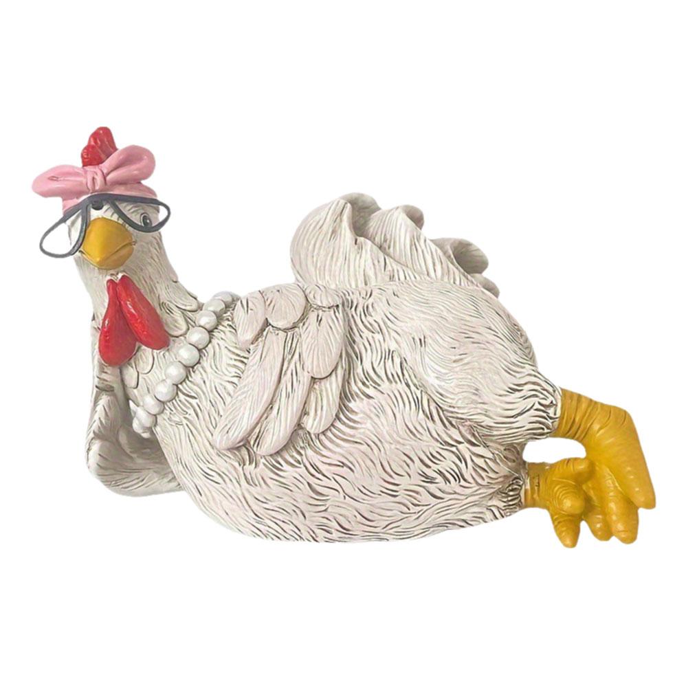 Good Morning Chicken Figurine Resin Sitting Lying Hen Office Bookshelf Decoration Sculpture Statue Ornament Home Desktop J8o4