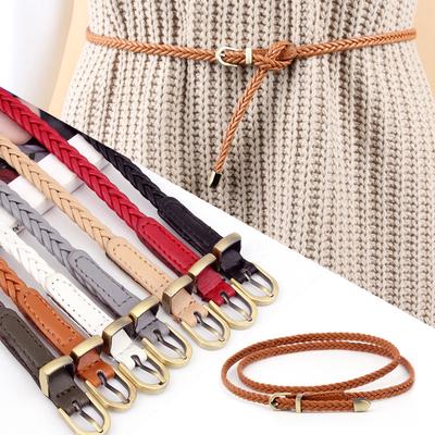 Spring Fashion Hand Made Waist Thin Belt Vintage Women's Belt with Bucket Summer Dress Decoration EMA