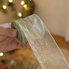 Transluzentes Polyesterband für Schleifen 2,5" x 2,2 Yards Gold Durchsichtig Weihnachtsbaumdekoration und Geschenkverpackung Verpackung, Netzstoff DIY Bastelarbeiten Floral