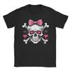 Cute Skull Bone Pink Bow Adorable Kawaii Skull Tshirt Hip Hop T Shirts Short Sleeve Y2k Tshirt Summer Cotton O Neck Top Tees