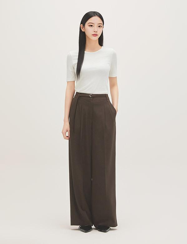 ROEM All Day Basic Round Neck Ribbed T-Shirt Rmhwg24R03