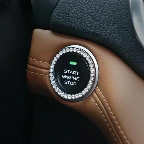 Car One-click Start Button Interior Engine Ignition Start Stop Button Protective Cover Crystal Decoration Car Accessories Amagi