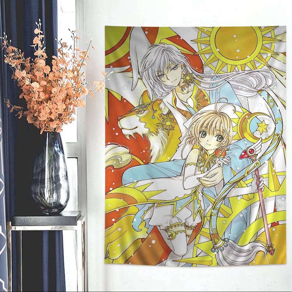 Japanese Anime CCardcaptor Sakura Anime Tapestry Hanging Tarot Hippie Wall Rugs Dorm Home Decor