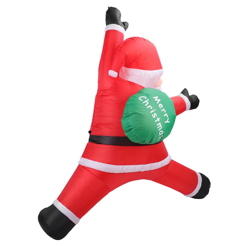 8.2ft Inflatable Xmas Climbing Santa Blow Up Santa Yard Decoration with Present Bag Built in LED Light for Wall Garden