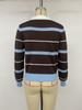 2026 A/W Retro Maillard Color Block Striped Polo Sweater