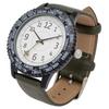 Fieldwork Women's Analog Watch with Leather Strap, Rotating Bezel, and World Time Function, Khaki, Wald YM125-3