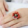 Women Heart Faux Ruby Flower Pendant Necklace Earrings Ring Party Jewelry Gift