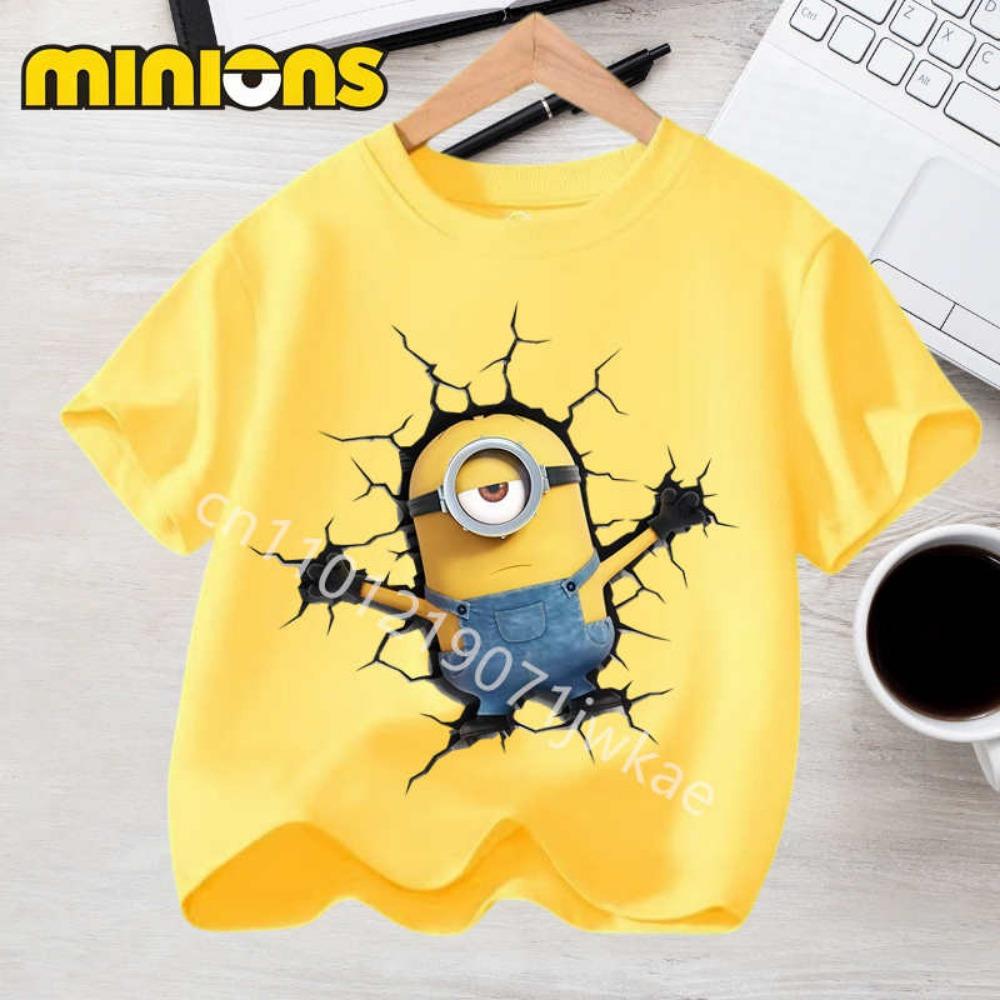 Anime Minions T-shirts for Children Kawaii Cartoon Graphic T Shirts Girls Casual Short Sleeves Tops Summer Baby Boys Clothing