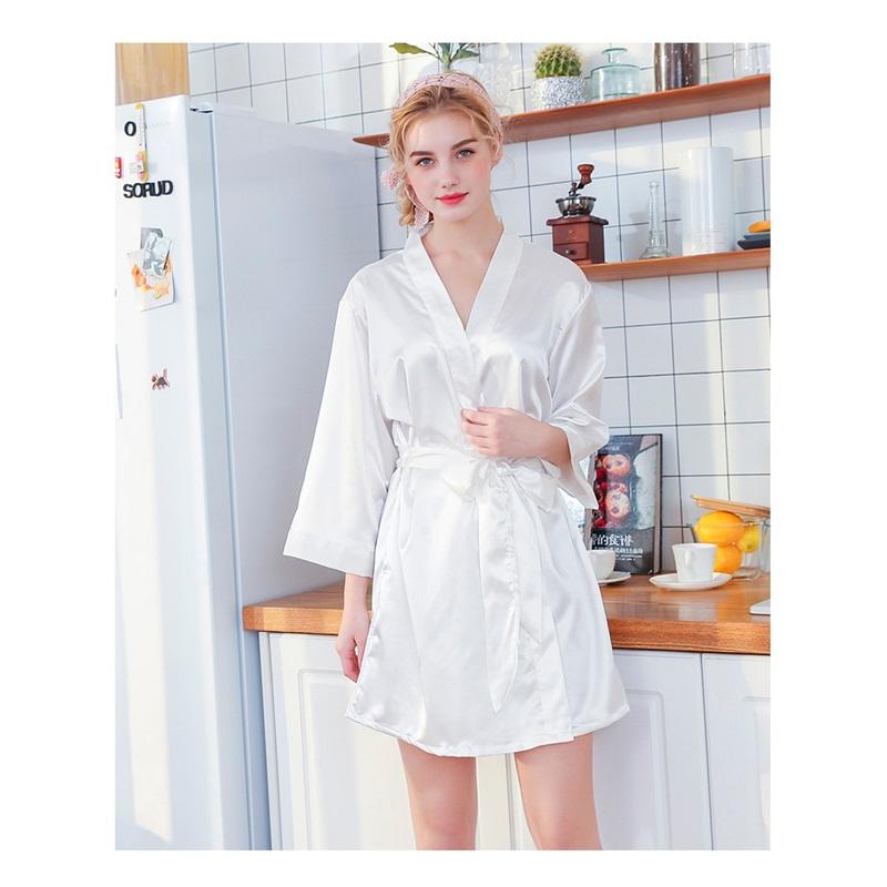 Womens Silk Ice Silk Nightgown Bridal Robe Embroidered Cardigan Robe Luxury Sleepwear Elegant Wedding Gifts