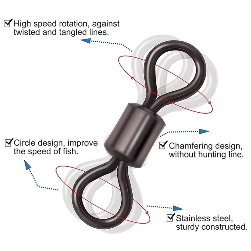 210lots Fishing Swivels Set with 5 Different Size Corrosions Resistant Metal Connectors for Professional Anglers