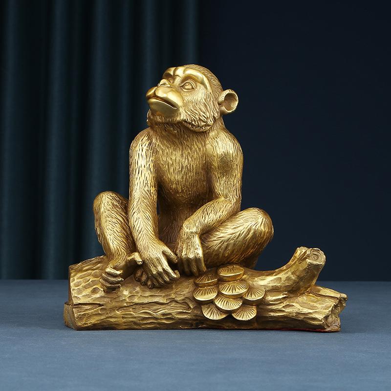 Brass Monkey Ornament Craft Business Office Living Room Home Decoration Display Opening Gift