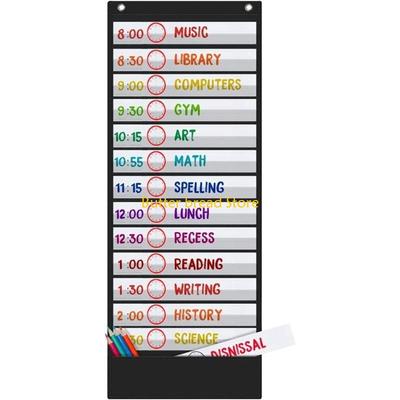 W89C Monthly Calendar Chart 18 Pocket Daily Chores Chart Hanging Organizers