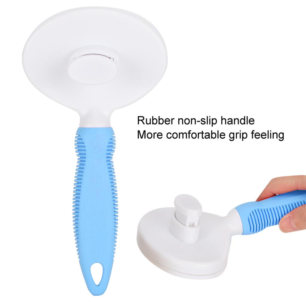 Rubber Non Slip Handle Pet Hair Removal Brush Stainless Steel Needle Comb Cleaning Supplies for Cats Dogs General(Blue )