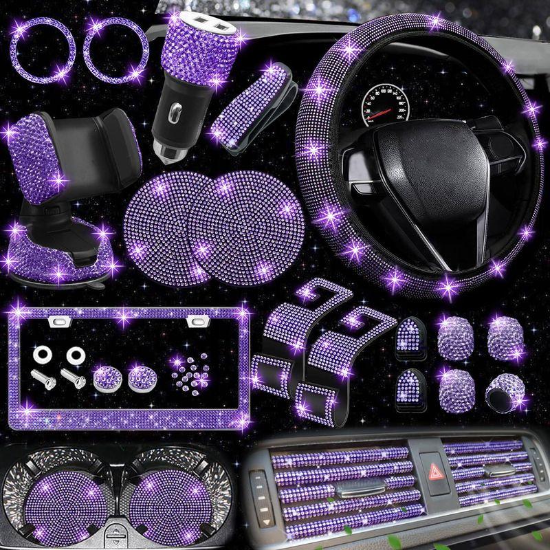 Non-Slip and Comfortable, Without Inner Ring, Handlebar Cover with Rhinestones, American Standard License Plate Frame, Rhinestone Car Decoration