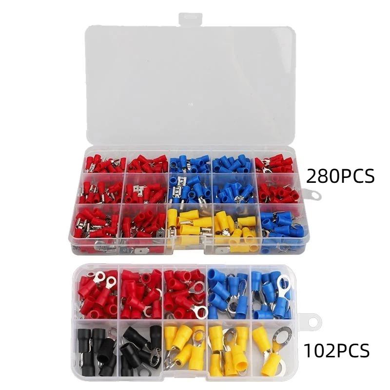 Insulated Terminal Block Set with Crimping Pliers 102/280Pcs Durable Electrical Connectors Kit for Home Car Repair