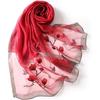 Used Liebendo Large Stole Women's Silk Embroidery Flower Pattern Shawl Embroidery Large Stole Silk Women's Spring/Summer UV Protection Gift (Red)