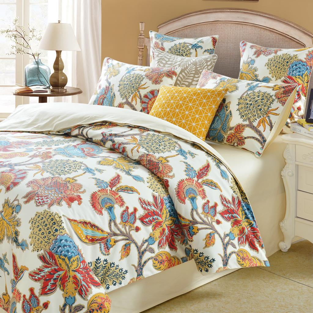 Buy Watercolor Floral Comforter Set, 4 Pillow Cases, Colorful Flowers